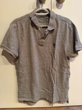 American Eagle Outfitters Men's Heather Gray Polo